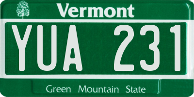 VT license plate YUA231