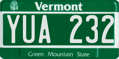 VT license plate YUA232