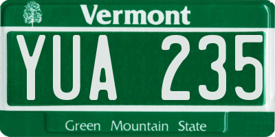 VT license plate YUA235