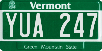 VT license plate YUA247