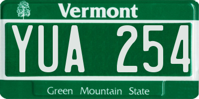 VT license plate YUA254