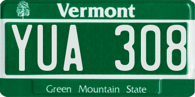 VT license plate YUA308