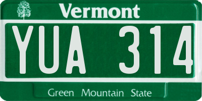 VT license plate YUA314