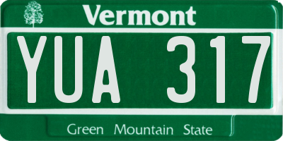 VT license plate YUA317