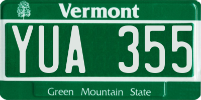 VT license plate YUA355