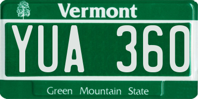 VT license plate YUA360