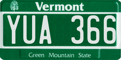VT license plate YUA366