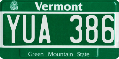 VT license plate YUA386