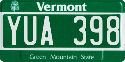 VT license plate YUA398