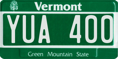 VT license plate YUA400