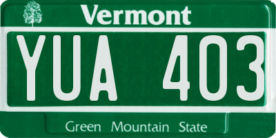 VT license plate YUA403
