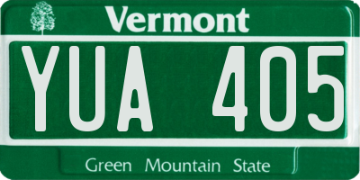 VT license plate YUA405