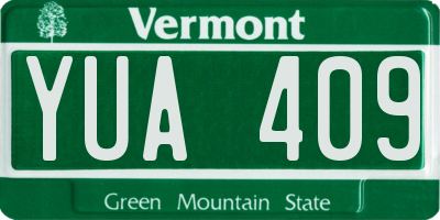 VT license plate YUA409