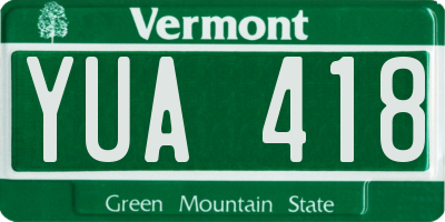 VT license plate YUA418