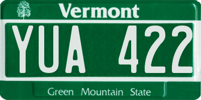 VT license plate YUA422