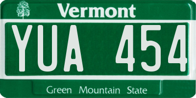 VT license plate YUA454
