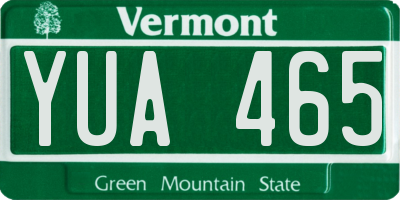 VT license plate YUA465