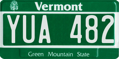 VT license plate YUA482