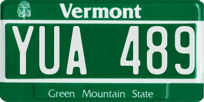 VT license plate YUA489