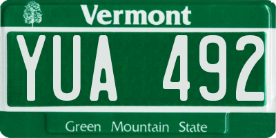 VT license plate YUA492