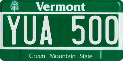 VT license plate YUA500