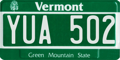 VT license plate YUA502