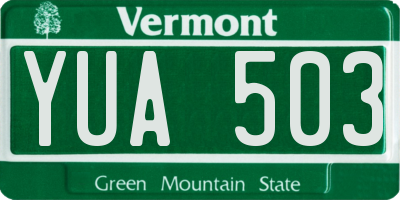 VT license plate YUA503