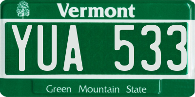 VT license plate YUA533