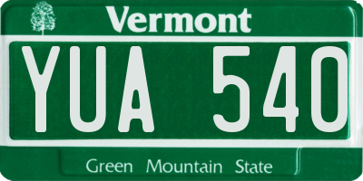 VT license plate YUA540