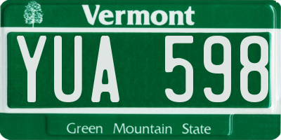 VT license plate YUA598