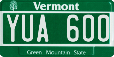 VT license plate YUA600