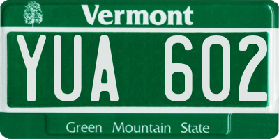 VT license plate YUA602