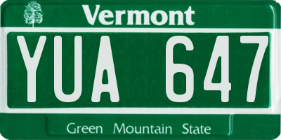 VT license plate YUA647