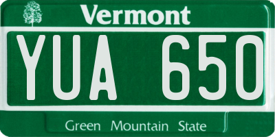 VT license plate YUA650