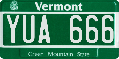 VT license plate YUA666