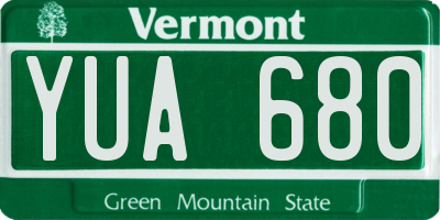 VT license plate YUA680