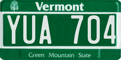 VT license plate YUA704