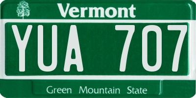 VT license plate YUA707