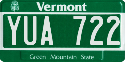 VT license plate YUA722