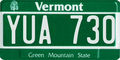 VT license plate YUA730