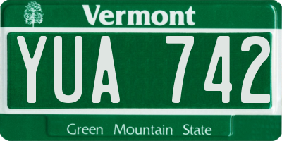 VT license plate YUA742