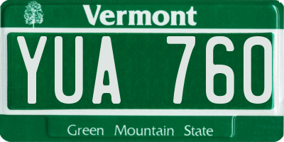 VT license plate YUA760