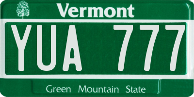 VT license plate YUA777