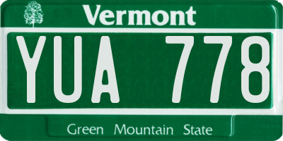 VT license plate YUA778