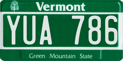 VT license plate YUA786
