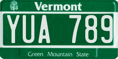 VT license plate YUA789