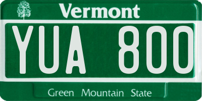 VT license plate YUA800