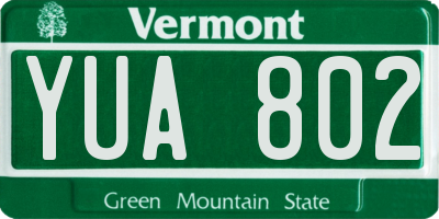VT license plate YUA802