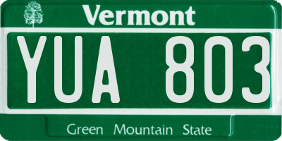 VT license plate YUA803
