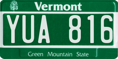 VT license plate YUA816